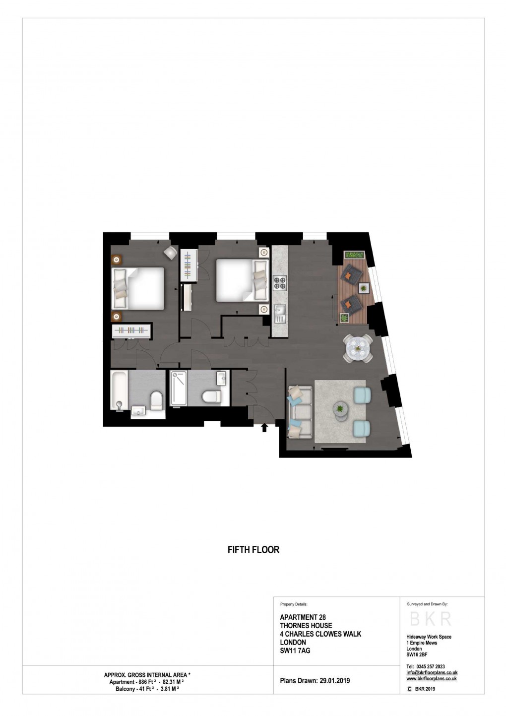 Floorplan for Charles Clowes Walk, London